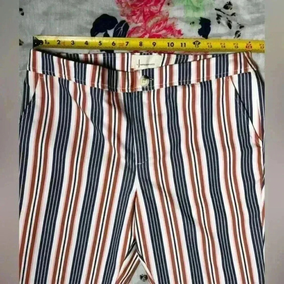 By-Anthropology Low Rise Blue/Burnt Orange Striped Flare Pants Women’s‎ Sz 10 - Picture 5 of 9